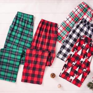 Pantalons de Noël pour famille, pyjamas assortis pour adultes, cadeaux de pyjama à carreaux Buffalo multicolores