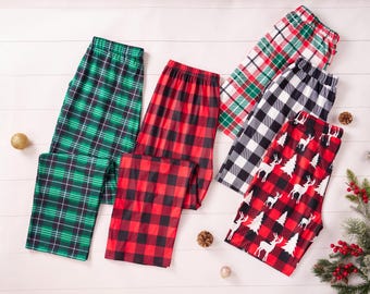 Christmas Pants For Family,Kids Adult Matching Pjs,Multi Color Buffalo Plaid Pajama Gifts
