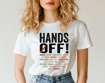 Hands off protestshirt, T-shirt politiek activisme, T-shirt milieurechten, openbare gronden redden, gezondheidszorg, sociale zekerheid, vrije meningsuiting