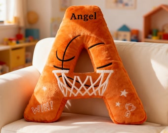 Personalized Basketball Pillow,Custom Letter  Shaped Decor for Sport Fans,Home Decoration,Chirstams Gift