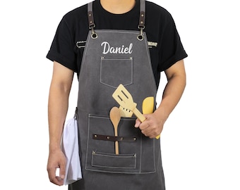 Personalized Canvas Workshop Apron,Bartender's Apron,Embroidered Kitchen Apron,Barbeque Apron,Bartender Apron,Chef Apron,Fathers Day Gifts
