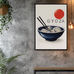 Japanese Gyoza Poster, Kitchen Décor, Chop Sticks, Wall Art, Foodie Gift, Home Décor, Asian Cuisine Poster, PNG