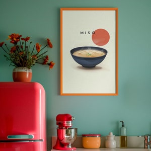 Japanese Miso Soup Poster, Kitchen Décor, Chop Sticks, Wall Art, Foodie Gift, Home Décor, Asian Cuisine Poster, PNG