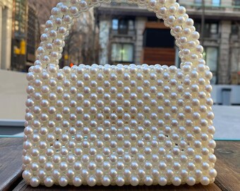 Pearl Bag - Handmade Mini BALENCIAGA Shaped Beaded Purse | Bridal