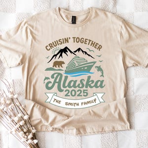 Gepersonaliseerde Alaska Cruise 2025 bijpassend T-shirt voor familie-uitje