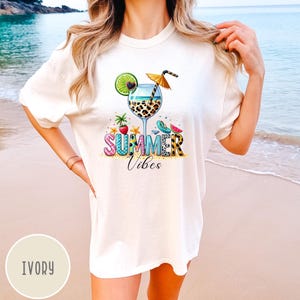 Flamingo Cocktail T-Shirt: Summer Beach Vibes Comfort Colors Tee