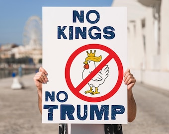 No Kings No Trump Poster: Funny Political Protest Art (Digital Download)