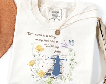 Floral Psalm 119:105 Christian Tee - Comfort Colors Faith Shirt