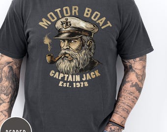 Personalized Boat Captain Comfort Colors Tee: Funny Boating Gift