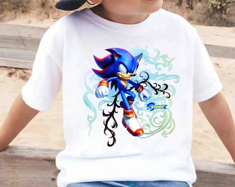 T-shirt Sonic 5e anniversaire personnalisé : t-shirt Gamer pour garçons