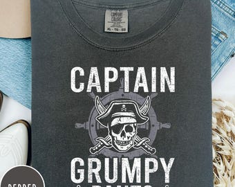 Chemise Captain Grumpy Pants Comfort Colors : t-shirt graphique drôle de tête de mort de pirate