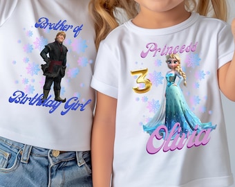 Camiseta de cumpleaños personalizada de Frozen: Elsa, Anna, camisetas familiares a juego