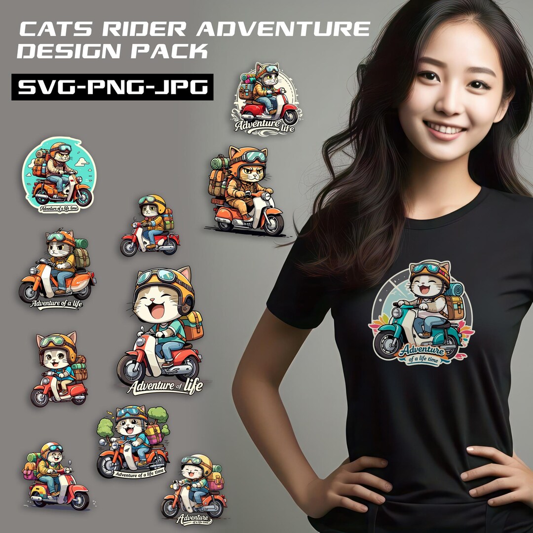 10 Cat Rider Adventure Vector Image, PNG, JPG, Clipart, Cute Cat ...