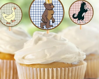 Décorations pour cupcakes Petit Ours | Imprimables pour fête vichy