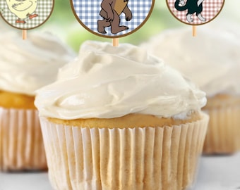 Gingham Little Bear Cupcake Toppers