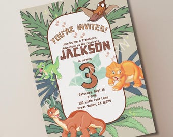 Land Before Time Editable Dinosaur Birthday Invitation Template | Prehistoric Birthday Invite | Dino Party Invite | Cute Dinosaur Party
