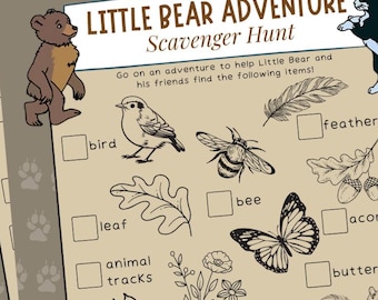 Little Bear Nature Scavenger Hunt Printable | Kids Outdoor Adventure Game l Party Favor Activity