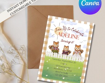 Invitation d'anniversaire Calico Critters, Familles Sylvanian