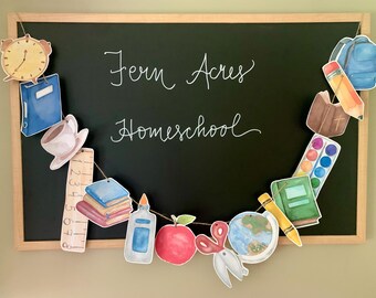 Bannière de rentrée scolaire à imprimer | Décoration DIY pour le premier jour d'école | Téléchargement instantané | Décoration pour la classe et l'enseignant