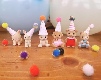 Chapéus de festa de aniversário de Calico Critters DIY - Modelo para impressão digital