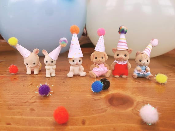 DIY Calico Critters Birthday Party Hats - Digital Printable Template