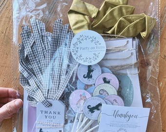Little Bear Party Supply Bundle (with 1/2 Amount of Toppers & Favor Tags)