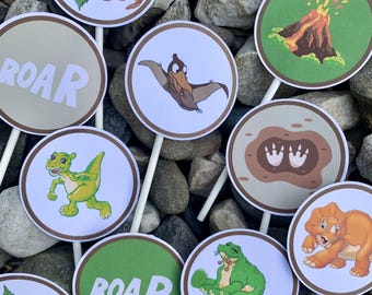Land Before Time Cupcake Toppers Printable | Dinosaur Birthday Party Decor | Instant Download Cupcake Picks | Prehistoric Baby Shower