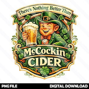 McCockin Cider PNG, St Patrick's Day Leprechaun Beer Graphic (Digital Download)