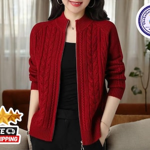 Merino Wool Zip Cardigan | Soft Wool Sweater | Zip-Up Knitwear | Luxurious Wool Jumper | Cozy Wool Blend Jacket | Classic Wool Pullover
