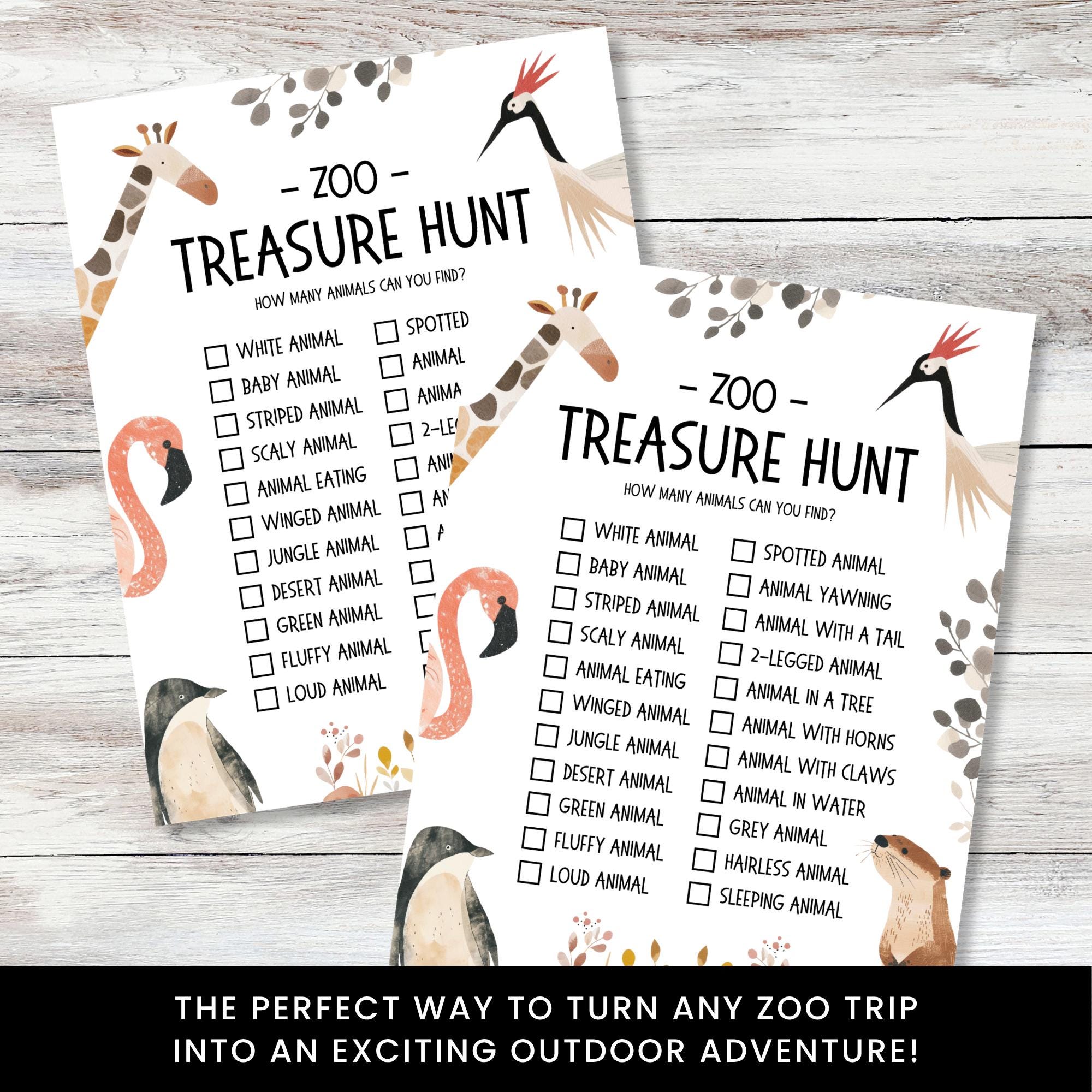 Zoo Scavenger Hunt for Kids, Printable Animal Treasure Hunt Game ...