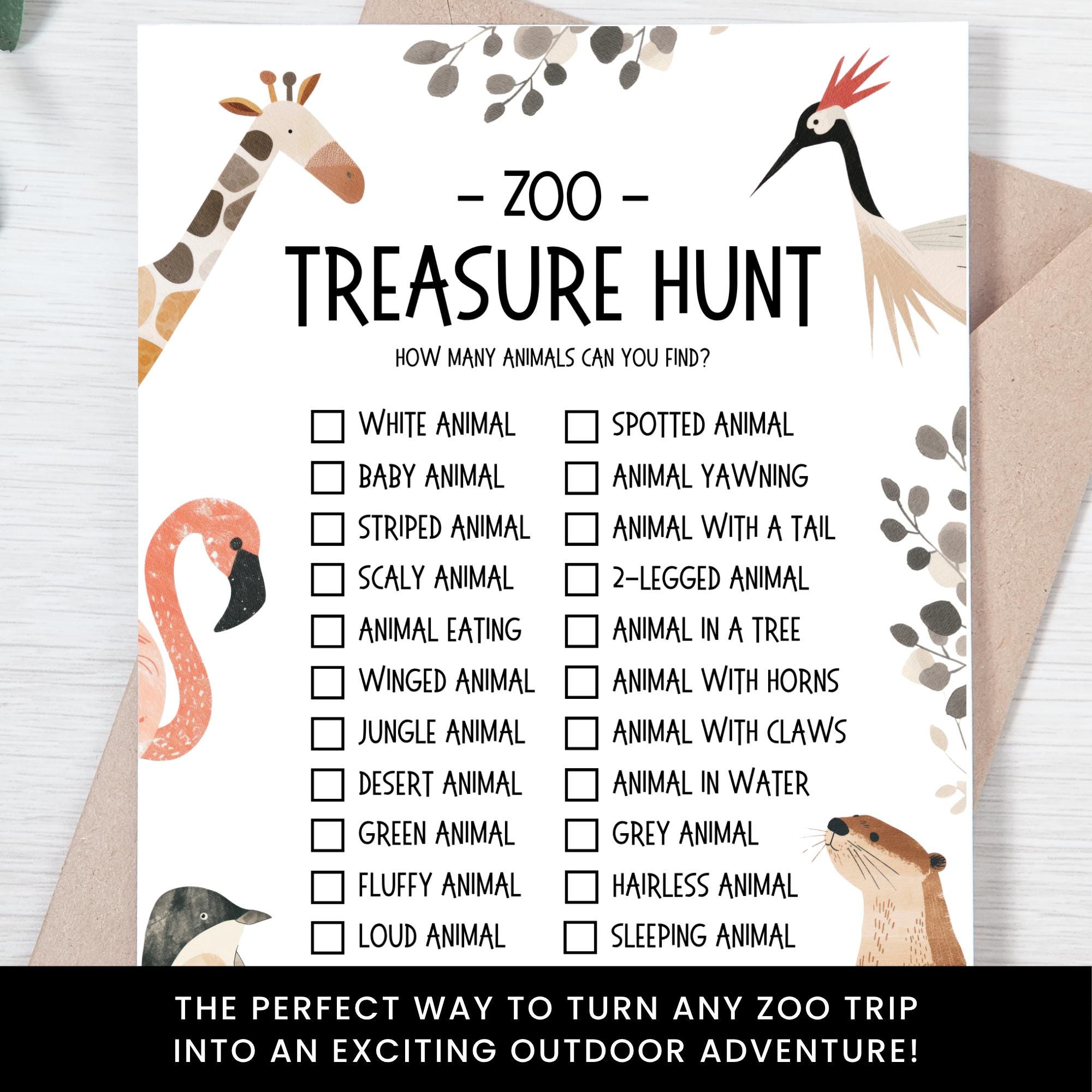 Zoo Scavenger Hunt for Kids, Printable Animal Treasure Hunt Game ...
