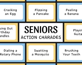 Senior Charades, PRINTABLE Game for Seniors, Senior Party Games, Games for Older Adults, Games for Senior Groups, Assisted Living Activities