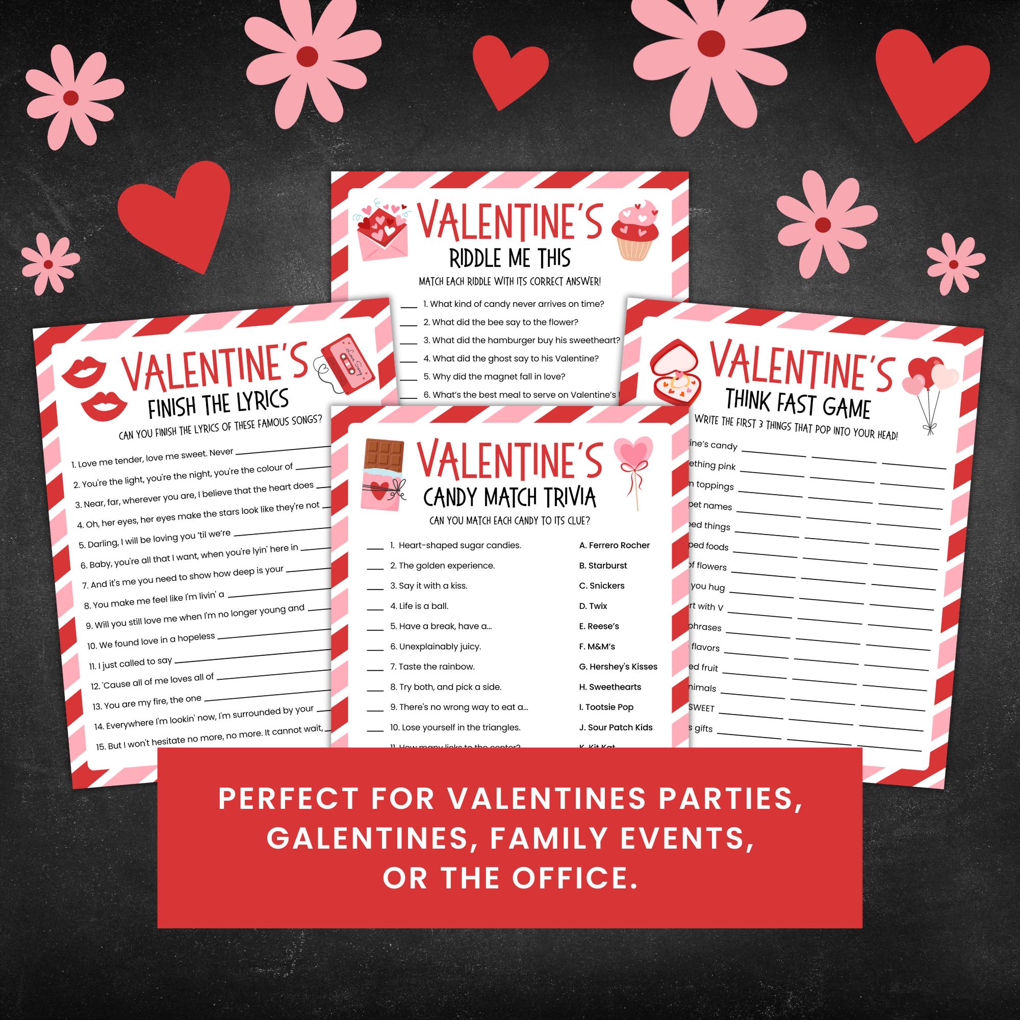 Valentine Game Bundle | 15 PRINTABLE Valentines Games for Kids & Adults ...