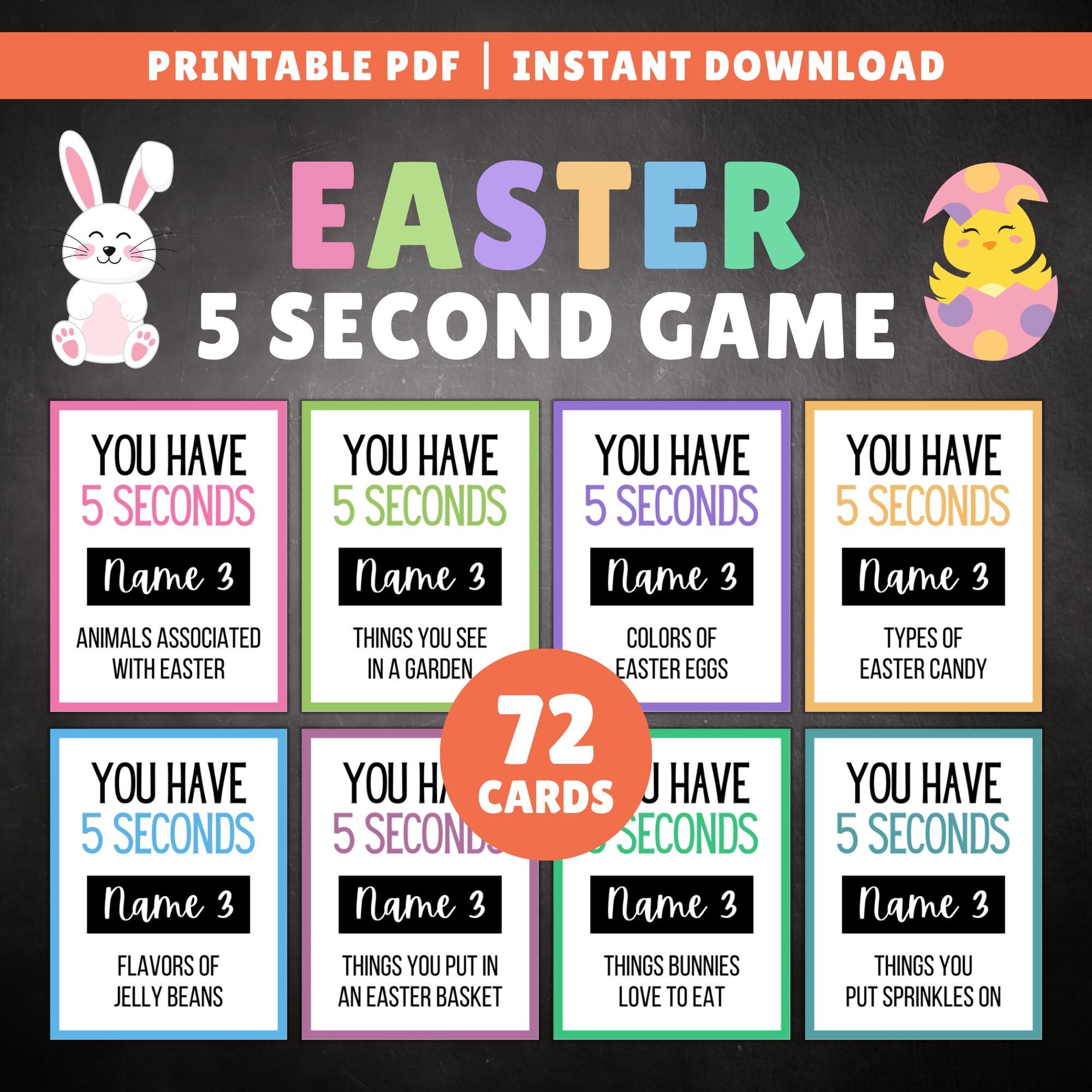 Easter 5 Second Game, PRINTABLE Spring Activity for Kids and Adults ...