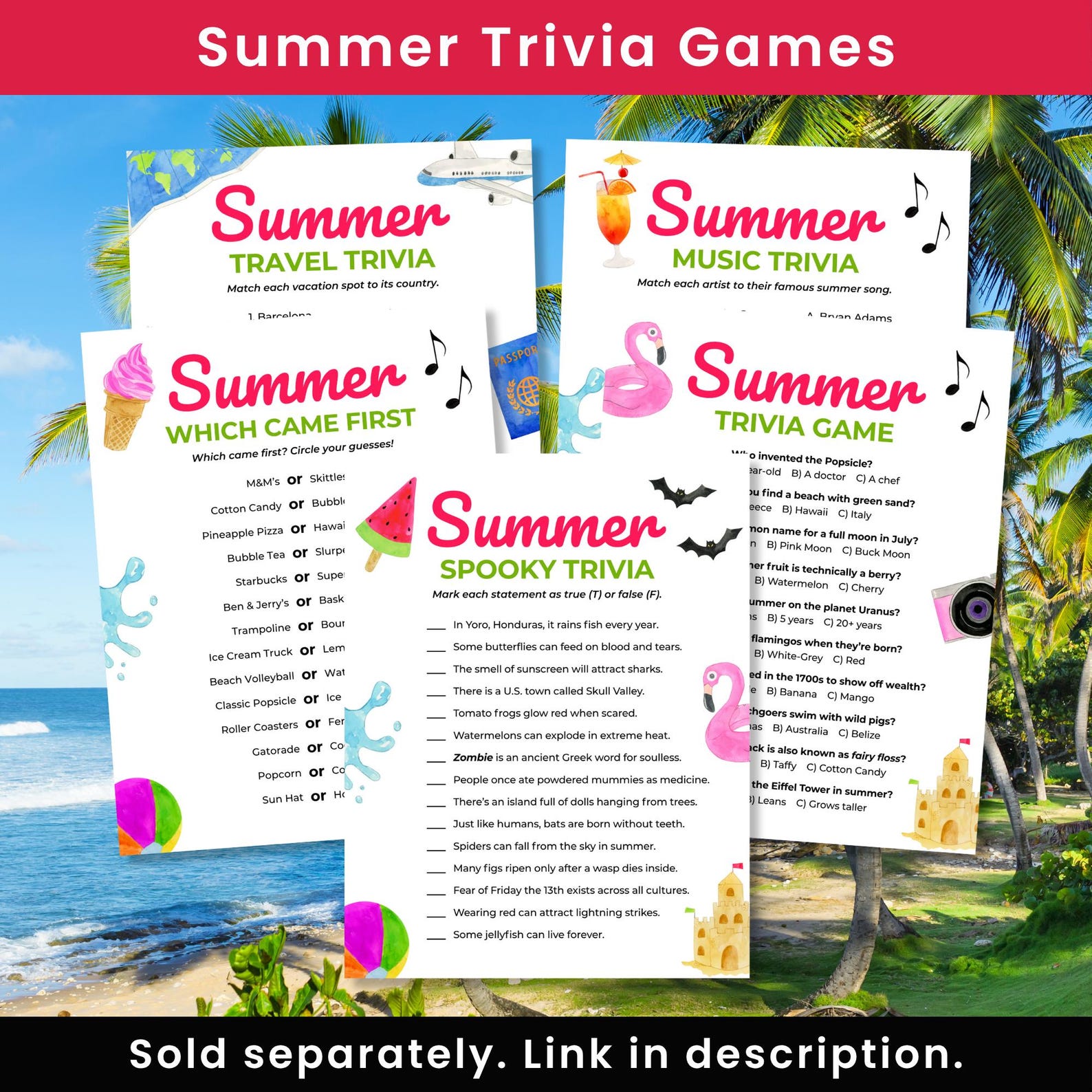 Trivia Outside Backyard BBQ Trivia Game | Printable Summer Party Quiz for Family Game ...