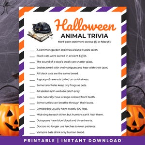 Halloween Animal Trivia Game | Printable Halloween Activity for Kids, Teens, and Adults | Halloween Family Game | Classroom Halloween Favors