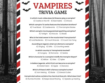 Halloween Vampire Party Game, Vampire Printable, Halloween Party Supplies, Halloween Adult Games, Printable Halloween Game, Vampire Night
