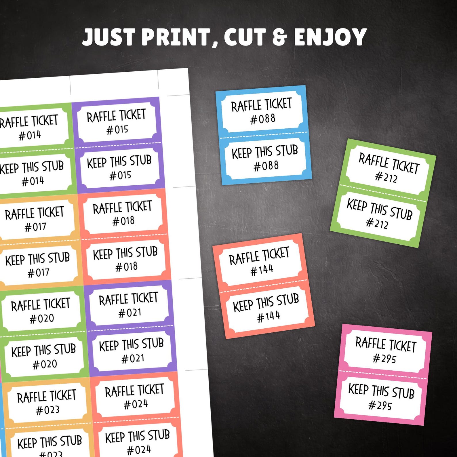Easter Raffle Tickets, 300 PRINTABLE Tear off Tickets With Stubs and ...