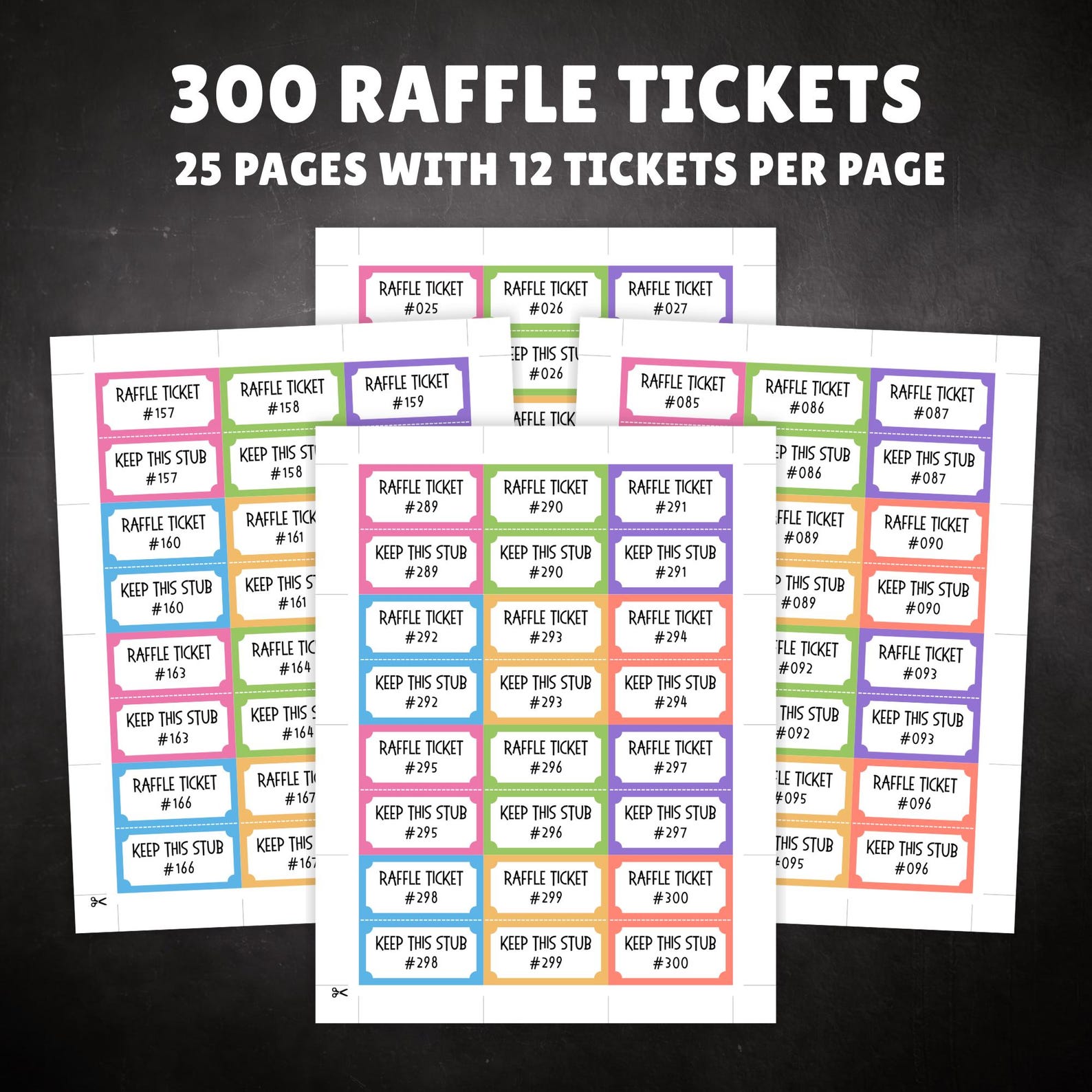 Kick Off Raffle Easter Raffle Tickets, 300 PRINTABLE Tear off Tickets With Stubs and ...