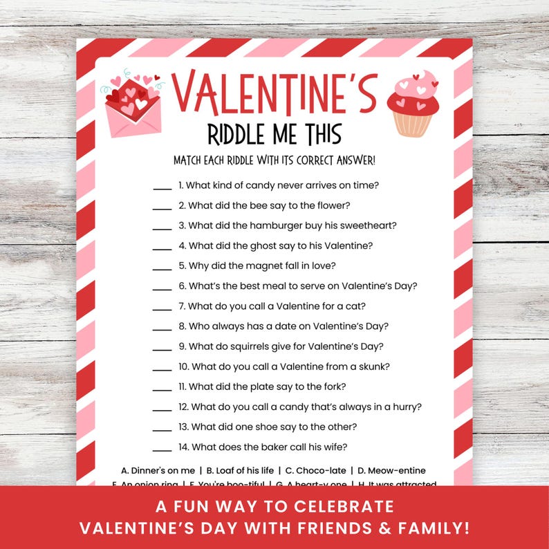 Valentine Riddles | PRINTABLE Riddle Me This for Kids & Adults ...