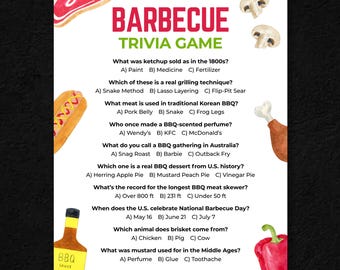 Backyard BBQ Trivia Spiel | Sommer Party Quiz für Familien Spieleabend, Büro, Camping, Sommer Geburtstage | Sofort Download