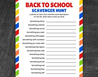 Back To School Scavenger Hunt | Back To School Printable Activities | Classroom Games | School Party | Family Game Night |  Homeschool Games