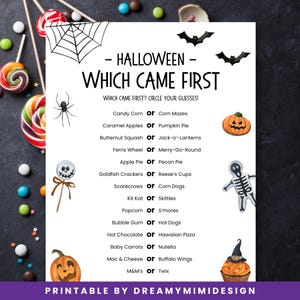 Halloween Which Came First Trivia | Printable Halloween Activity for Kids & Adults | Halloween Party Game for Classrooms, Office, Game Night