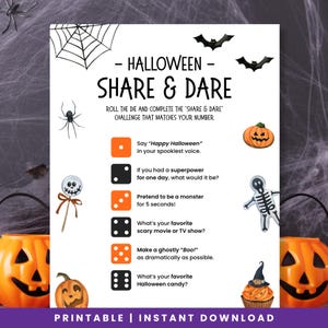 Halloween Party Game for Kids & Adults | Printable &quot;Truth or Dare&quot; Halloween Activity for Classrooms, Family Game Night, Office
