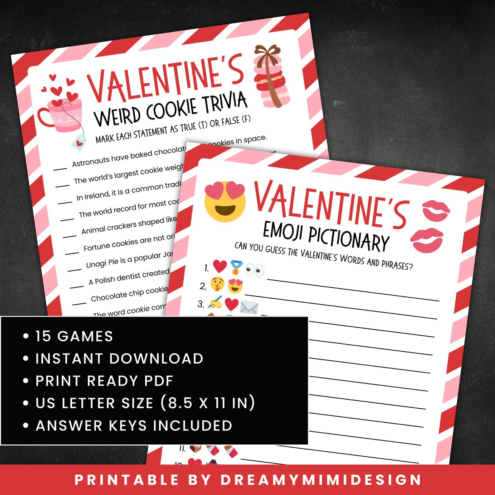Valentine Game Bundle | 15 PRINTABLE Valentines Games for Kids & Adults ...
