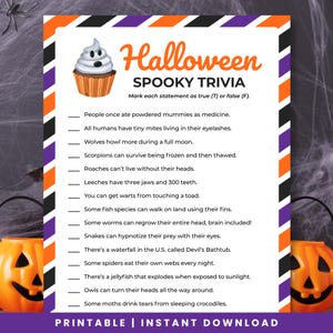 Halloween Spooky Trivia | Printable Halloween Activity for Kids, Teens, and Adults | Halloween Family Game | Classroom Halloween Favors