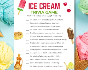 Eis Trivia Spiel | Sommer-Party-Spiel für Kinder & Erwachsene | Fun Sommer Quiz für Geburtstage, Familienspiele Nacht, Camp, Strandtag