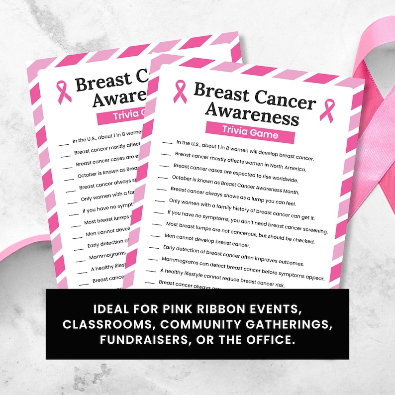 Breast Cancer Awareness Trivia | Printable Awareness Month Activity for ...