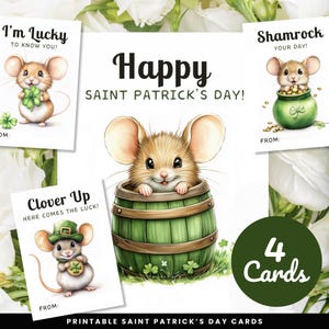 Lustige Karten zum St. Patrick's Day | Süße druckbare Karten für Kinder, Freunde & Kollegen | Klassenzimmerbörse | Positive St. Patty's Day Botschaften