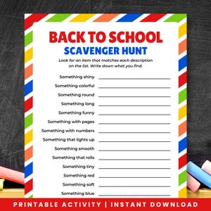Back to School Scavenger Hunt | Back to School Printable Activities ...